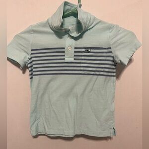 Vineyard Vines Aqua Polo with Navy Stripes